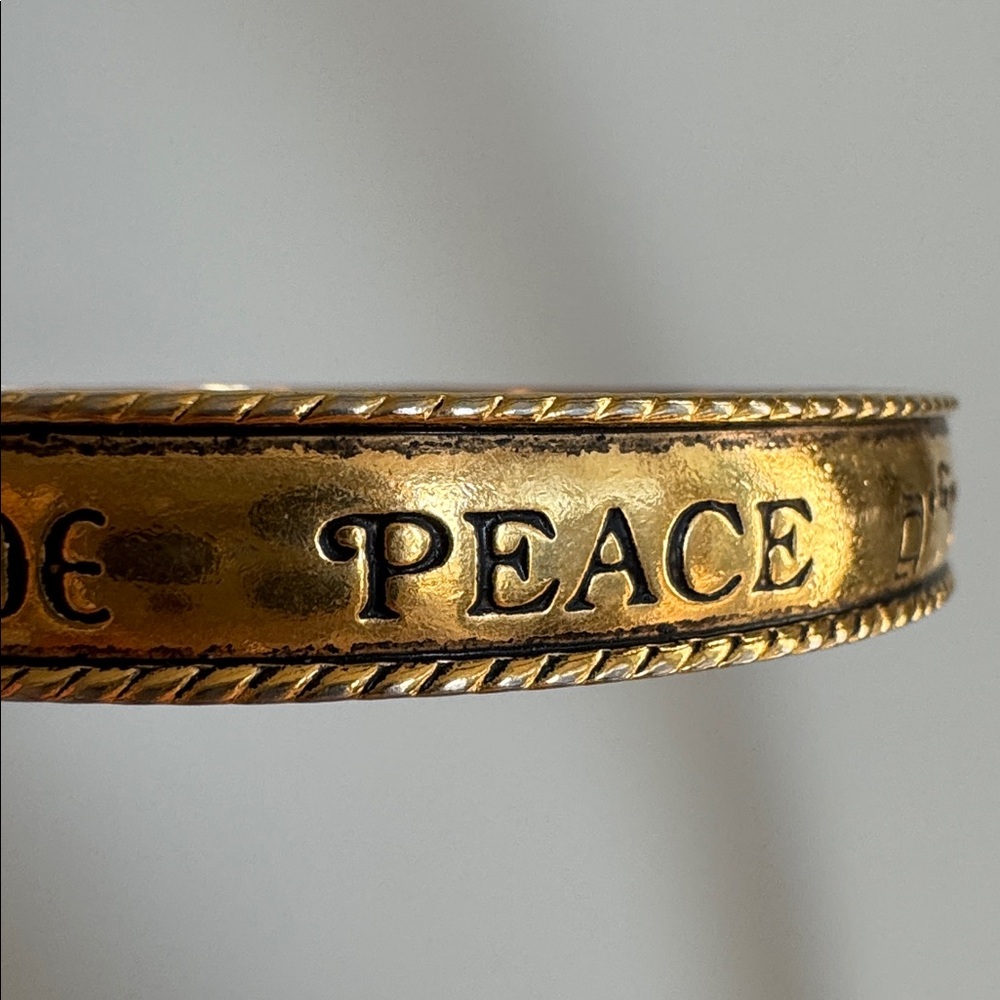 Avon Signed Gold Tone Peace Bangle Bracelet